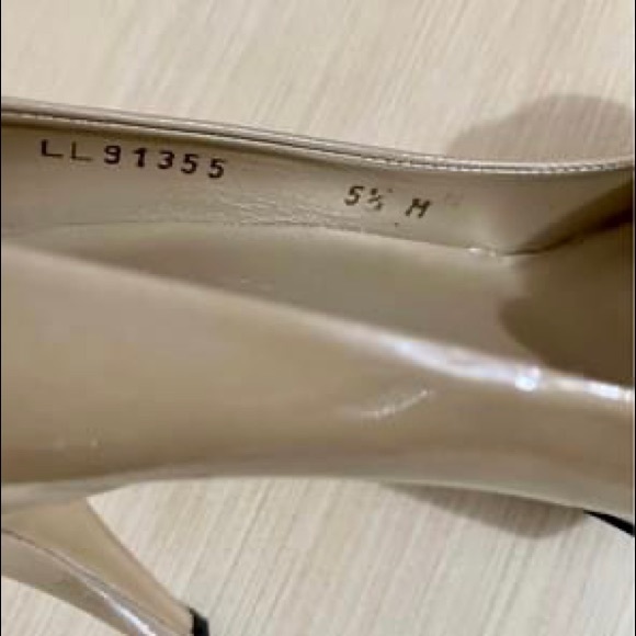 Stuart Weitzman Tan Patent Leather Peep Toe Pumps - Picture 7 of 7